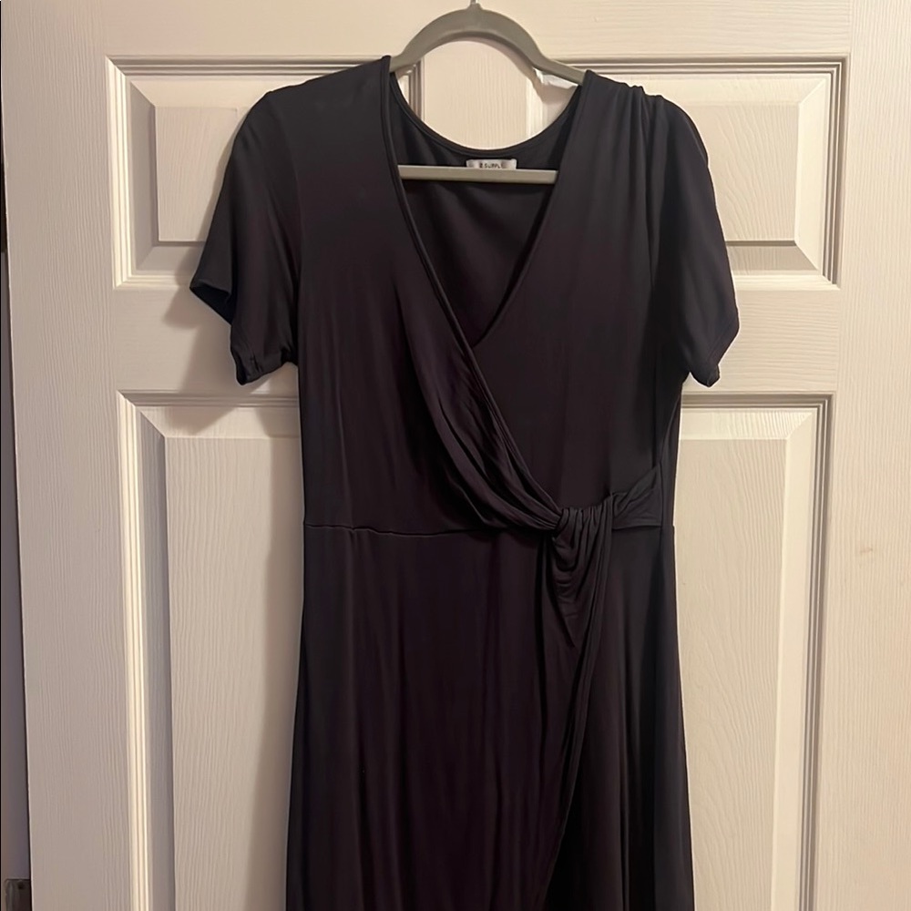 Casual Purple/Gray Wrap Dress